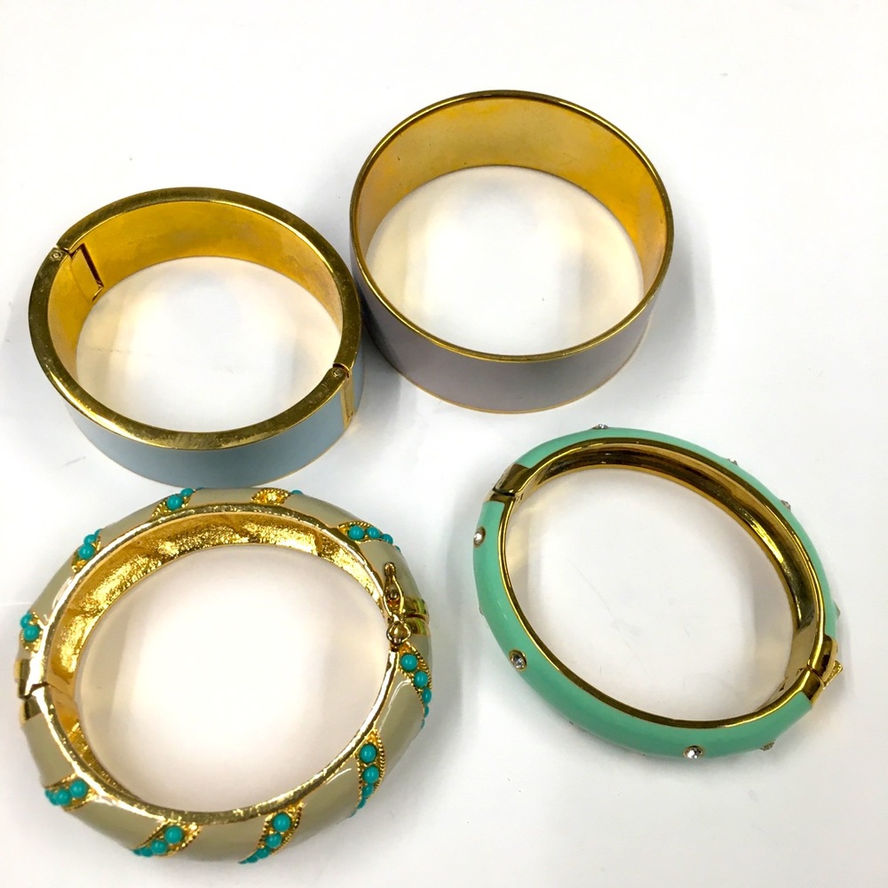 J Crew Bracelet Bundle (4) Gold Tone Pink Green